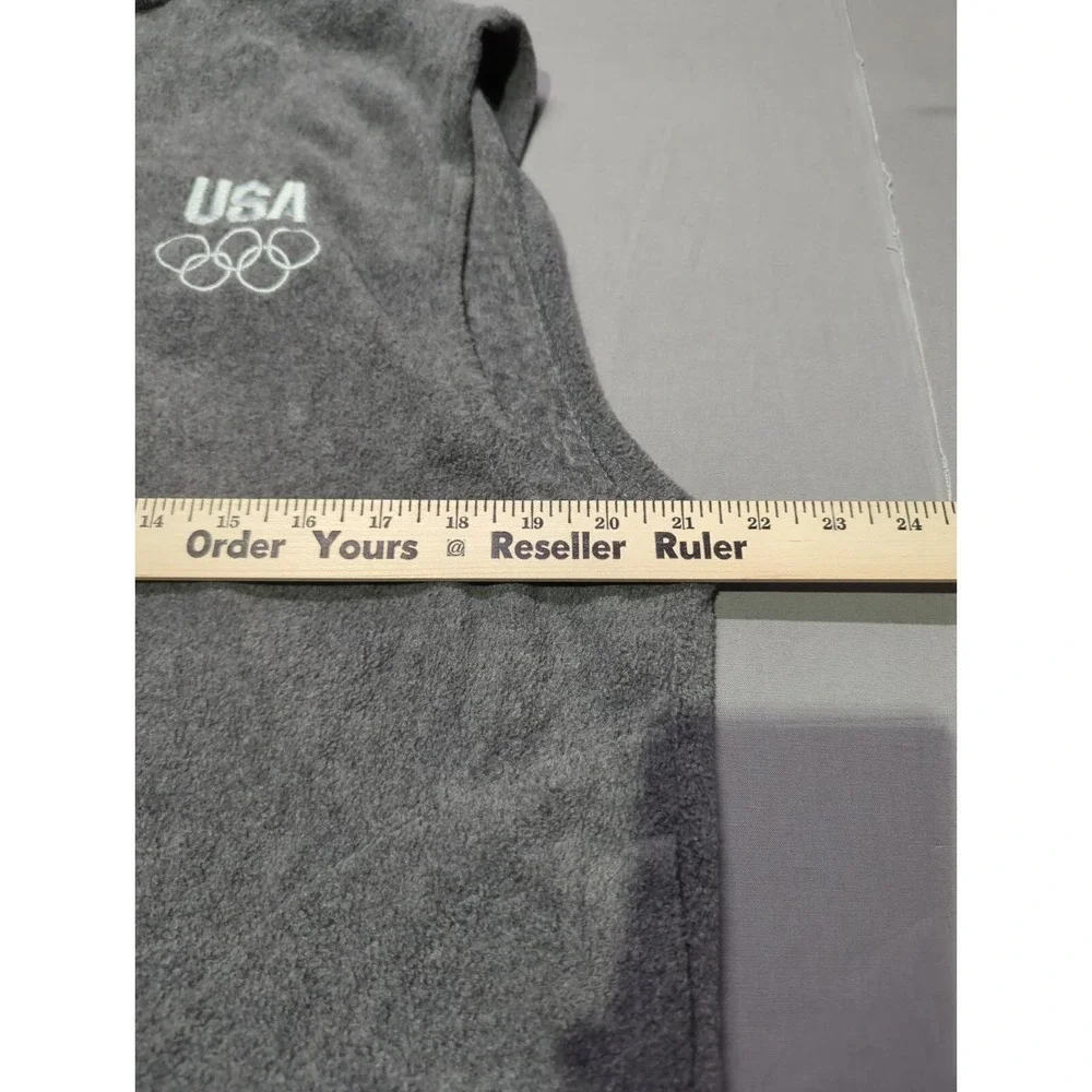 Vintage‎ USA Olympic Committee Fleece Vest Mens XL Gray Full Zip Made in USA